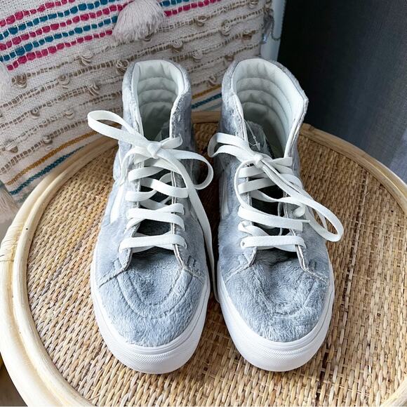 Vans U Sk8-Hi Faux Fur Drizzle Blanc-De-Blanc High Top Sneakers Women’s Size 10 - Picture 3 of 8
